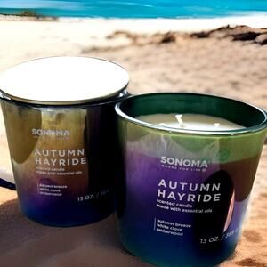 (2) candles 3-Wick Scented Purple Blue 13 oz OIL Men’s womens gift Man Cave